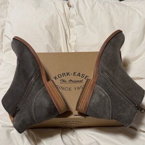 Kork-Ease Charcoal Brown Suede Ankle Boots